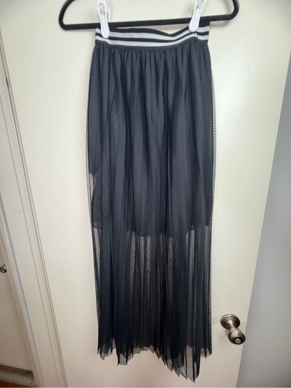 ViCOLO Black Tulle Mesh Pleated SemiSheer Layered Striped Balletcore Skirt NWOT - Picture 3 of 13
